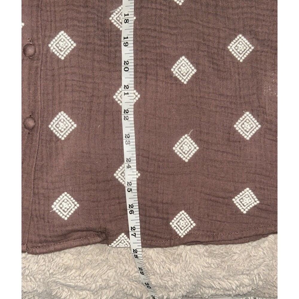 Cynthia Rowley Cotton Gauze Embroidered Button Up Blouse Brown Plus Size 1X - Picture 7 of 12